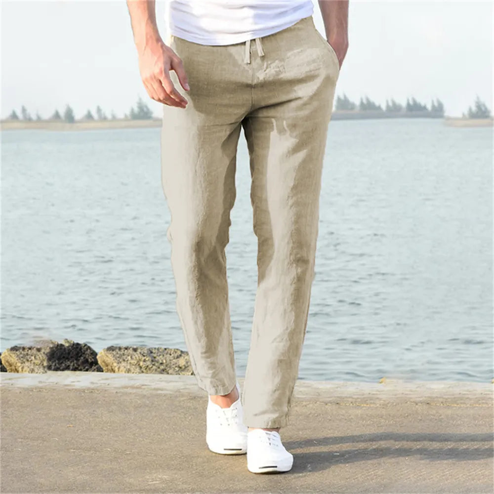 Autumn New Breathable Men's Cotton Linen Pants