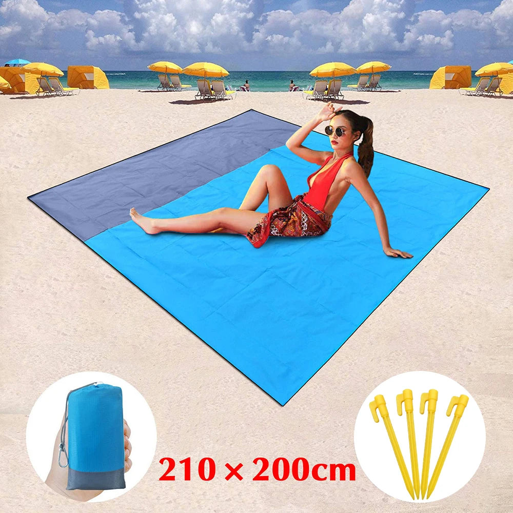 2x2.1m Waterproof Beach Blanket Outdoor Camping Blanket Portable Picnic Mat Camping Ground Mat Mattress