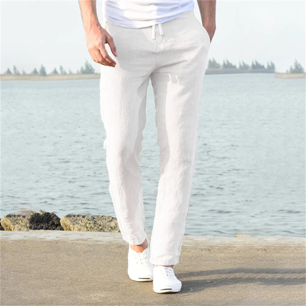 Autumn New Breathable Men's Cotton Linen Pants